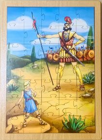 Пазл деревянный "Давид и Голиаф", размер в собранном виде 150*210 мм, 35  пазлов, для детей 3+