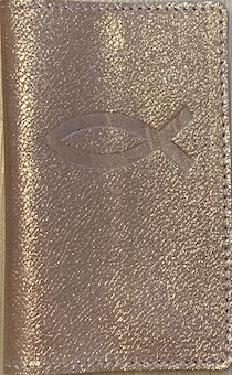Обложка для паспорта (натуральная цветная кожа), "Рыбка" термопечать, цвет жемчужно-кремовый серебристый