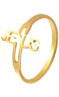 Кольцо в виде Креста и надпись"Jesus", материал сталь, 18 размер, цвет "золото"