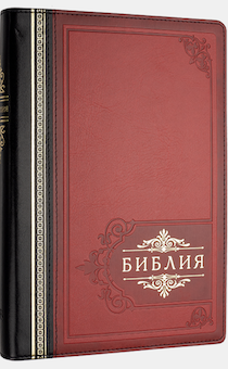 Библия 076 ti "Торжество" , надпись "Библия" с золотым тесением, цвет черная-малина, размер 23 x16 см ,  индексы, золотой обрез