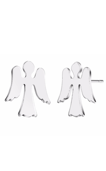 Сережки (гвоздики) "Ангелочки" (пара, 2 шт)  размер 15*13 мм, цвет "серебро"  