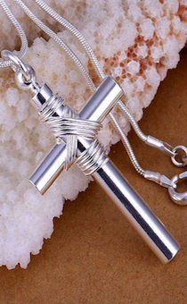 Кулон серебряный "Крест обвитый"  размер 24*40 мм, на цепочке (длина 46 см), в специальном подарочном мешочке