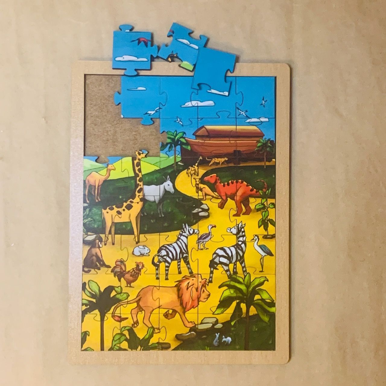 Пазл деревянный "Ноев ковчег", размер в собранном виде 150*210 мм, 35  пазлов, для детей 3+