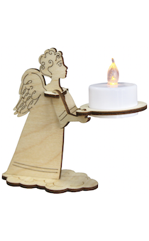 Настольный деревянный 3Д сувенир "Ангел" со свечой, размер 4,5х8х10,5см, для самостоятельного разукрашивания, 6 деталей, прекрасный подарок для детей