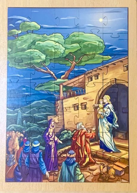 Пазл деревянный "Поклонение мудрецов", размер в собранном виде 150*210 мм, 35  пазлов, для детей 3+