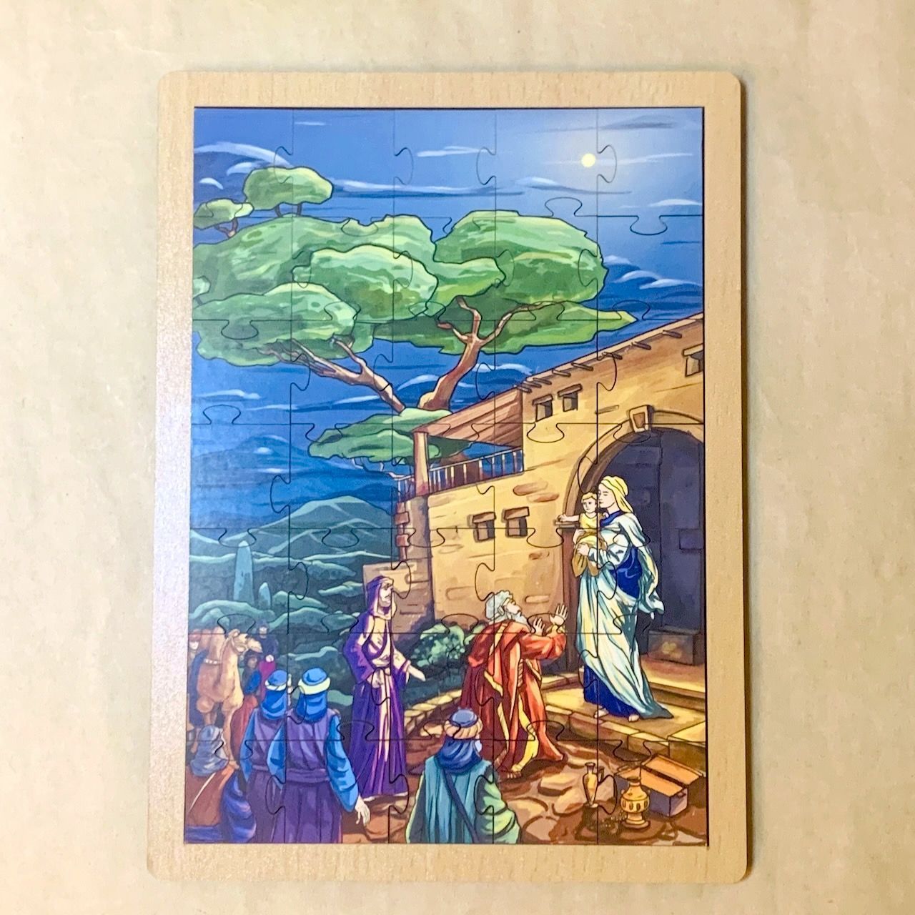 Пазл деревянный "Поклонение мудрецов", размер в собранном виде 150*210 мм, 35  пазлов, для детей 3+