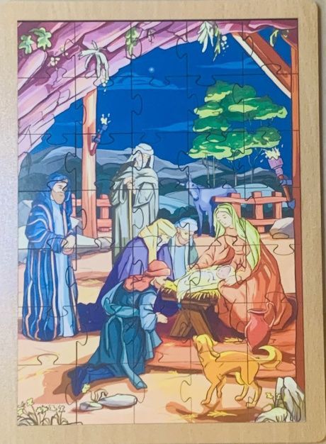 Пазл  деревянный "Поклонение пастухов", размер в собранном виде 150*210 мм, 35  пазлов, для детей 3+