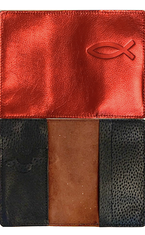 Обложка для паспорта "Бизнес", цвет красный металлик огонь (натуральная цветная кожа) , "Рыбка" 