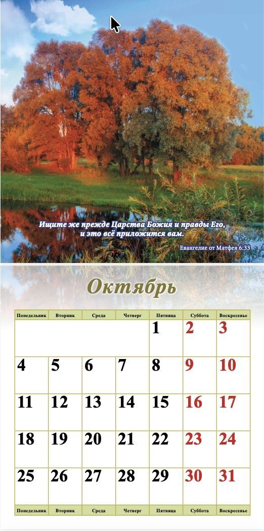 Календарь перекидной на скобе "Природа" на 29*29 см на 2027 (планер) на 12 листах