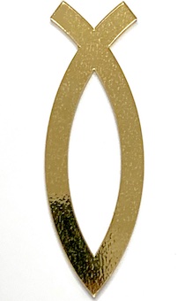 Наклейка "Рыбка" пластик 2*0,6 см, толщина 3 мм, цвет золото