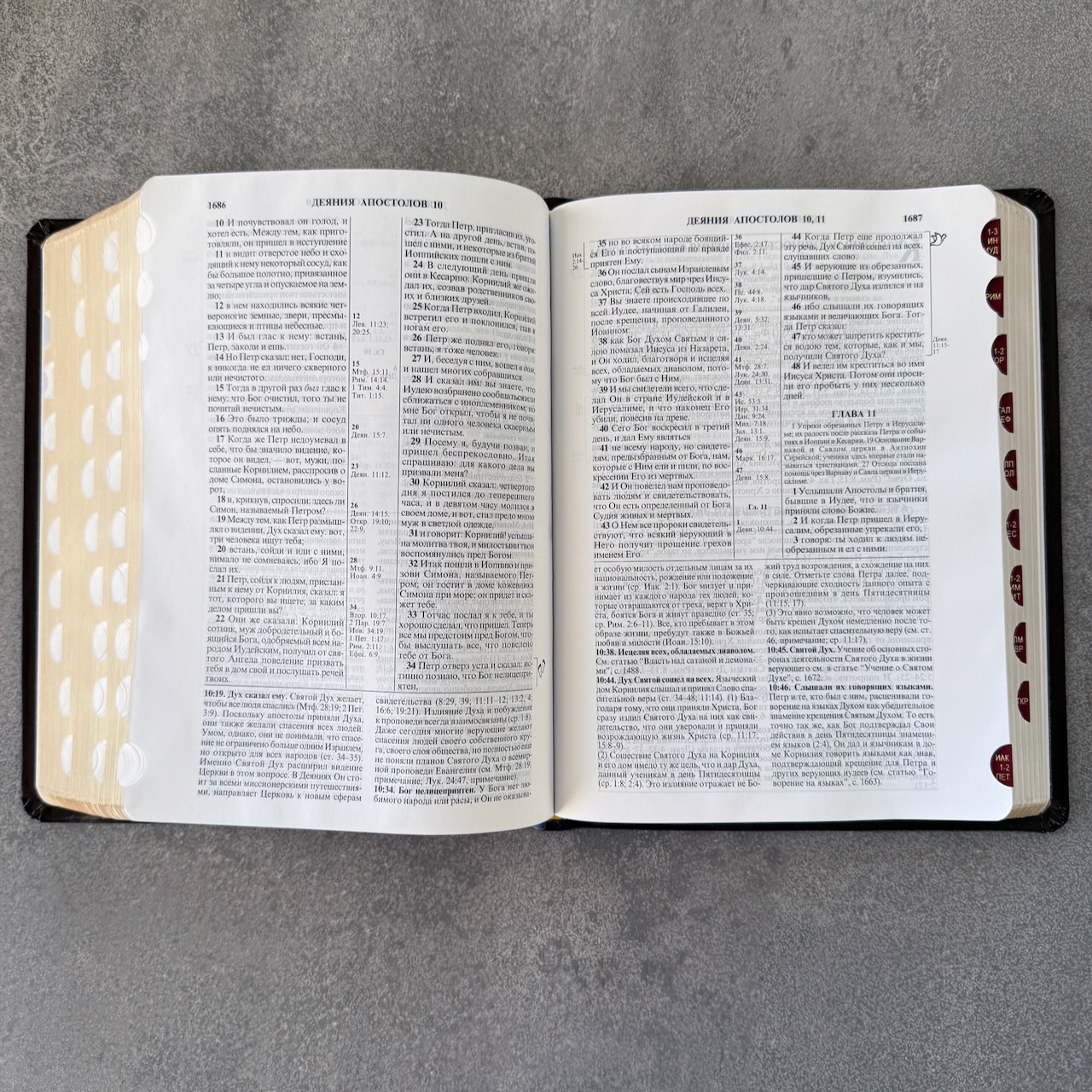 Библия с комментариями "Полноценная жизнь" 065TI, код 25065-11, кожаный переплет, две закладки, цвет коричневый с оттенком бордо с прожилками, цветные карты