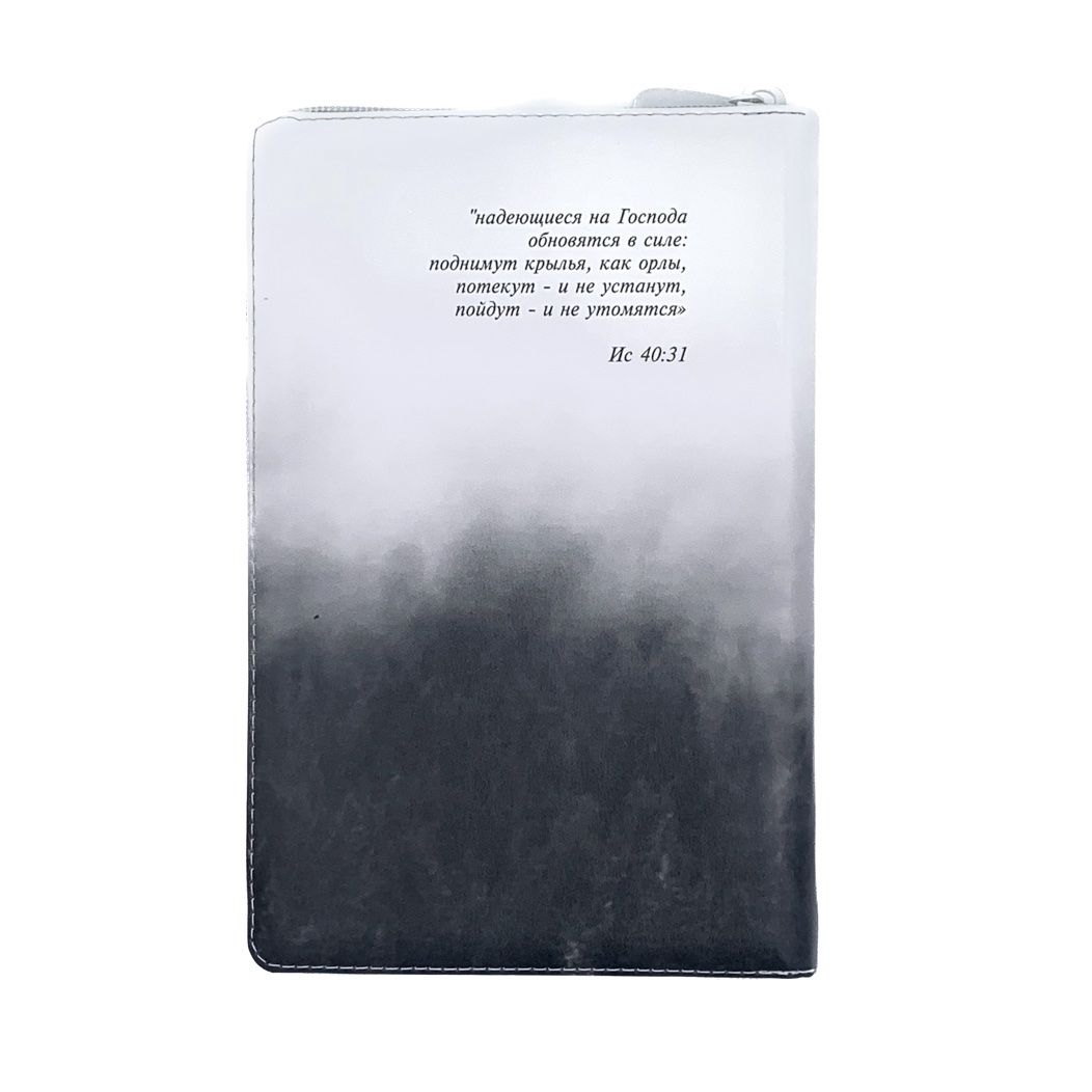 Дисконт Серая черточка с задней стороны обложки, по центру. Библия 055zti код 25055-66  цветная печать "Орел", переплет из искусственной кожи на молнии с индексами, формат 143*220 мм