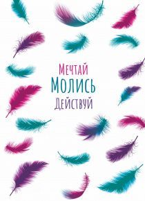 Молитвенный ежедневник "Мечтай. Молись. Действуй."  обложка Разноцветные перышки