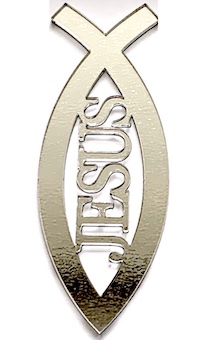 Наклейка "Рыбка-JESUS" пластик 11*3,7 см, толщина 3 мм, цвет серебро