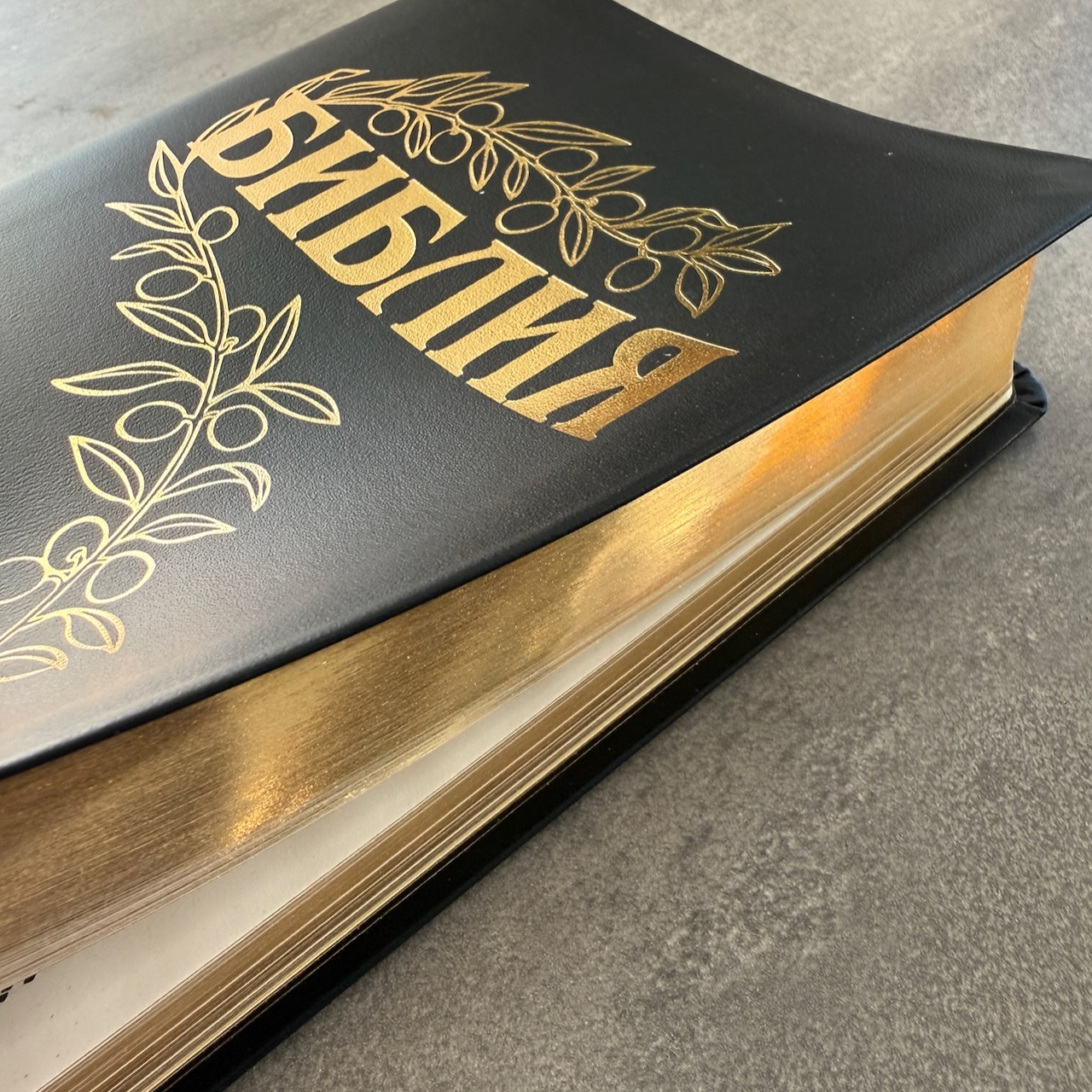 Библия Геце 057, код 25057-11, цвет черный гладкий, кожаный переплет, золотой обрез, две закладки, цветные карты, приложение Библейский спутник, размер 140*216 мм