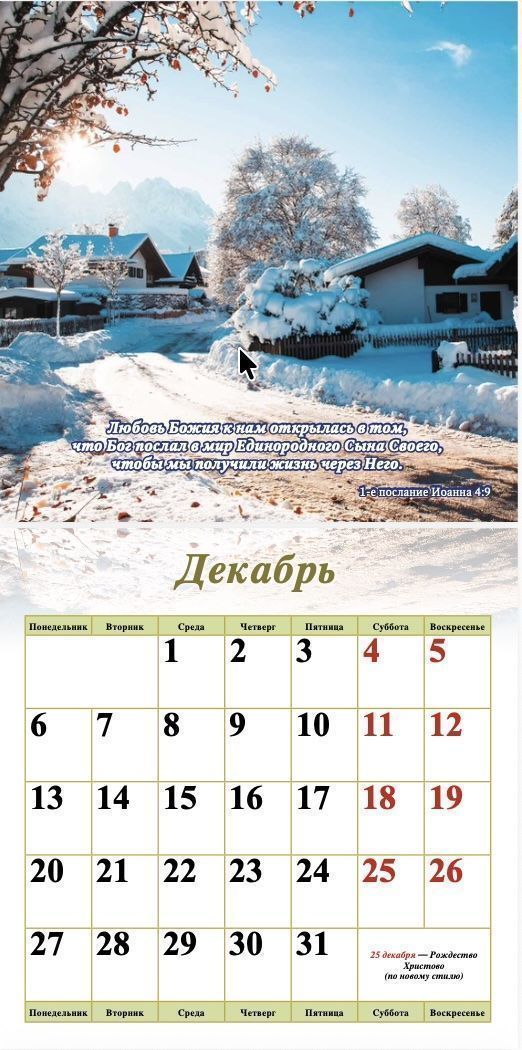 Календарь перекидной на скобе "Природа" на 29*29 см на 2027 (планер) на 12 листах