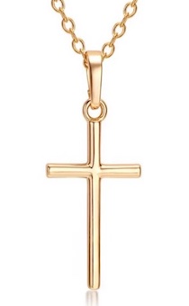 Кулон металлический "Крест изящный", цвет золото,  размер 27*13 мм, с цепочкой со звеньями 45+5 см