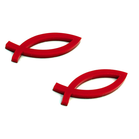 Наклейка "Рыбка" пластик 4,5*1,5 см, толщина 3мм, цвет красный