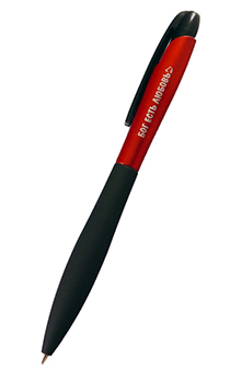 Ручка шариковая с резинкой на конце против скольжения пальцев "Бог есть любовь", цвет красный