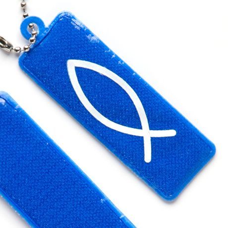 Брелок светоотражающий (фликер) прямоугольный "Рыбка" цвет синий
