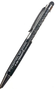 Ручка-стилус ЛЮКС "Отрезвитесь, как должно и не грешите", 1 кор 15,34, цвет черный с кристаллами