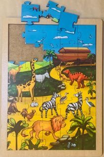 Пазл деревянный "Ноев ковчег", размер в собранном виде 150*210 мм, 35  пазлов, для детей 3+