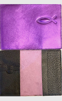 Обложка для паспорта "Бизнес", цвет фиолетовый металлик огонь (натуральная цветная кожа) , "Рыбка" 
