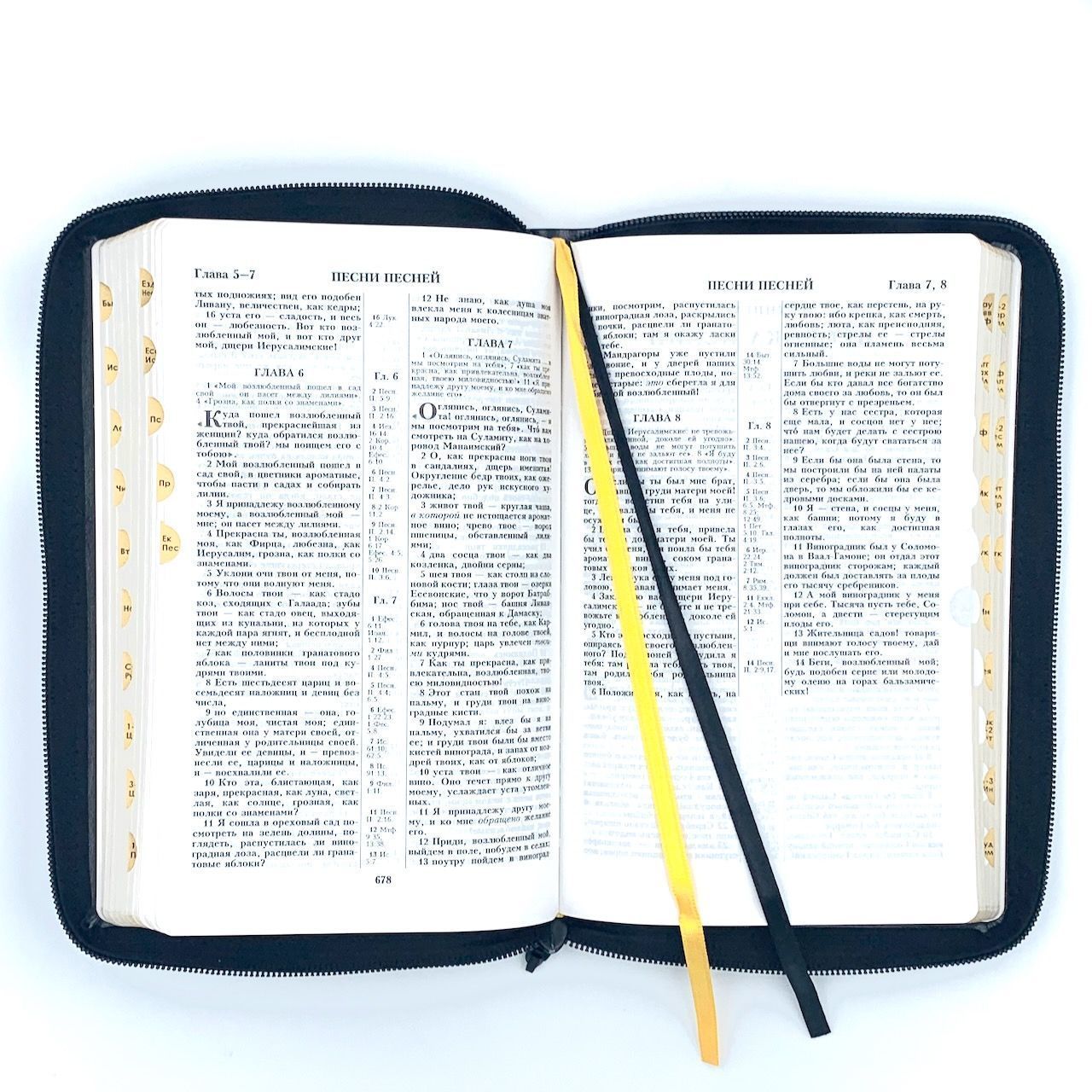 Библия 055zti код 24055-48 дизайн "золотой лев", кожаный переплет на молнии с индексами, цвет черный металлик, средний формат, 143*220 мм