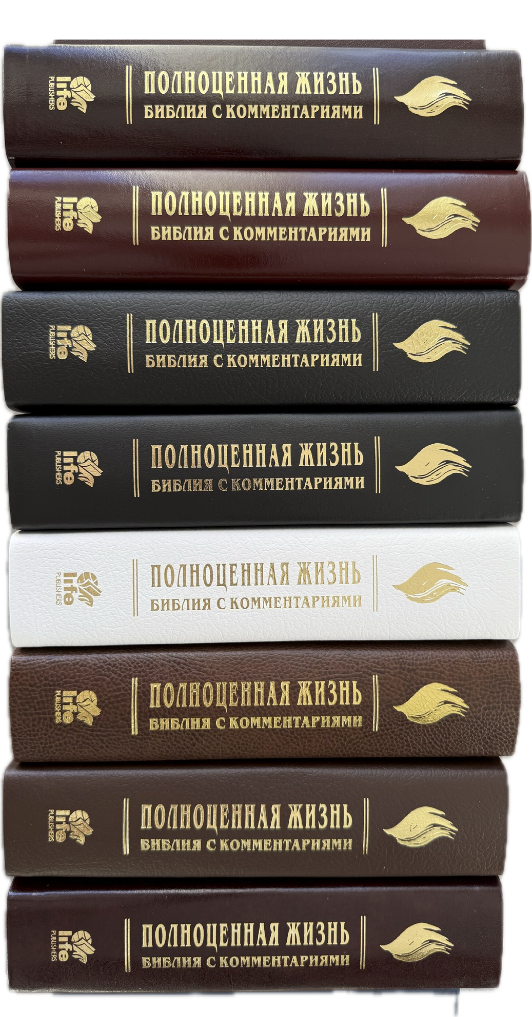 Библия с комментариями "Полноценная жизнь" 065TI, код 25065-15, кожаный переплет, две закладки, цвет темно-коричневый фактурный, цветные карты