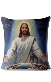 Цветной чехол на подушку из мягкой ткани на молнии, полноцветная печать, рисунок "Иисус и спасенные народы", размер 45 на 45 см 