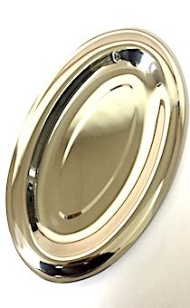 Поднос из нержавеющего металла для преломления хлеба овальный (диаметра 36 см) цвет серебро