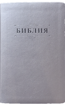 Библия 055 код 25055-65 дизайн "Библия с вензелем", переплет из эко кожи, цвет серебристый, средний формат, 143*220 мм