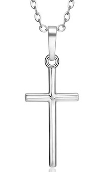 Кулон металлический "Крест изящный", цвет серебро,  размер 27*13 мм, с цепочкой со звеньями 45+5 см