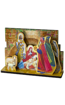 Настольный деревянный 3Д сувенир "С Рождеством Христовым!" №2 Поклонение волхов, размер 14,5*21 см