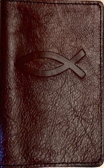 Обложка для паспорта (натуральная цветная кожа), "Рыбка" термопечать, цвет бордо