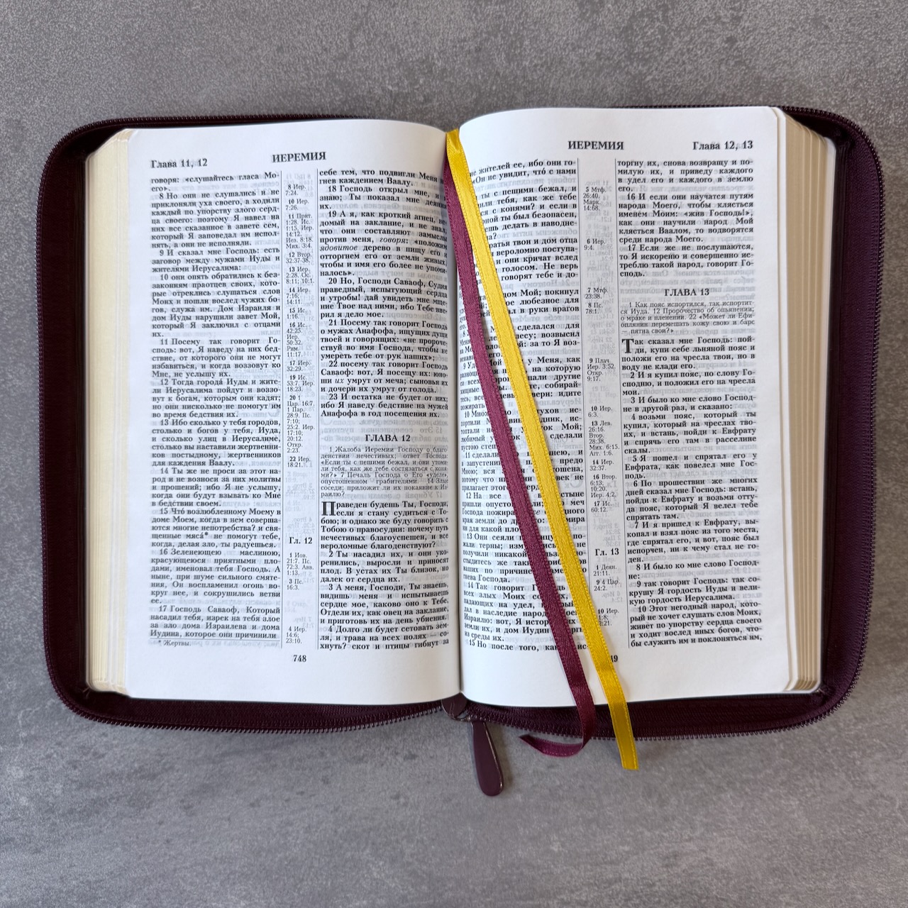 Библия 055z код 25055-53 термо штамп "голубь", переплет из искусственной кожи на молнии, цвет темно-бордовый ребристый средний формат, 143*220 мм