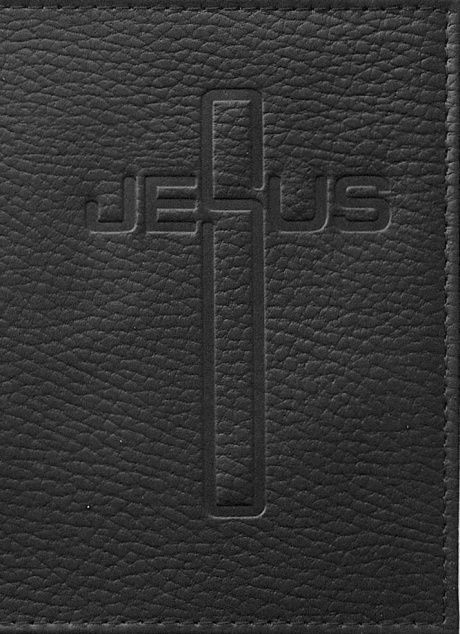 Обложка для паспорта (натуральная цветная кожа) , "Крест-Jesus" термопечать, цвет черный