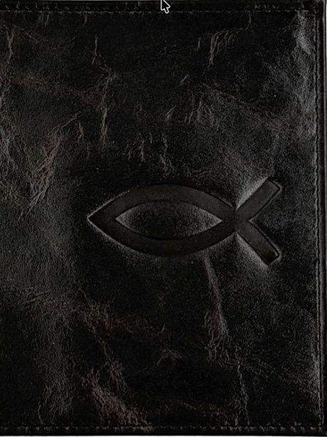 Обложка для паспорта (натуральная цветная кожа) , "Рыбка"  термопечать, цвет черный мрамор