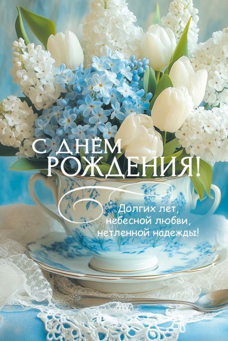 Открытка  средняя поздравительная "С днем рождения! Долгих лет, небесной любви, нетленной надежды!" 195103