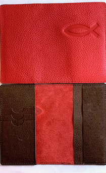 Обложка для паспорта "Бизнес", цвет красный (натуральная цветная кожа) , "Рыбка" 