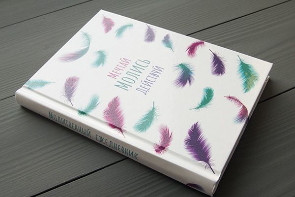 Молитвенный ежедневник "Мечтай. Молись. Действуй."  обложка Разноцветные перышки