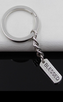 Брелок металлический с надписью, "BLESSED", цвет серебро