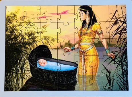 Пазл деревянный  "Младенец Моисей", размер в собранном виде 150*210 мм, 35  пазлов, для детей 3+