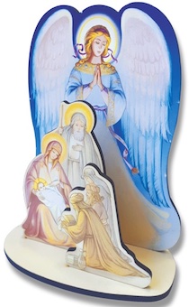 Настольный деревянный 3Д сувенир "Вертеп с ангелом!" Поклонение волхов, размер 14,5*21 см