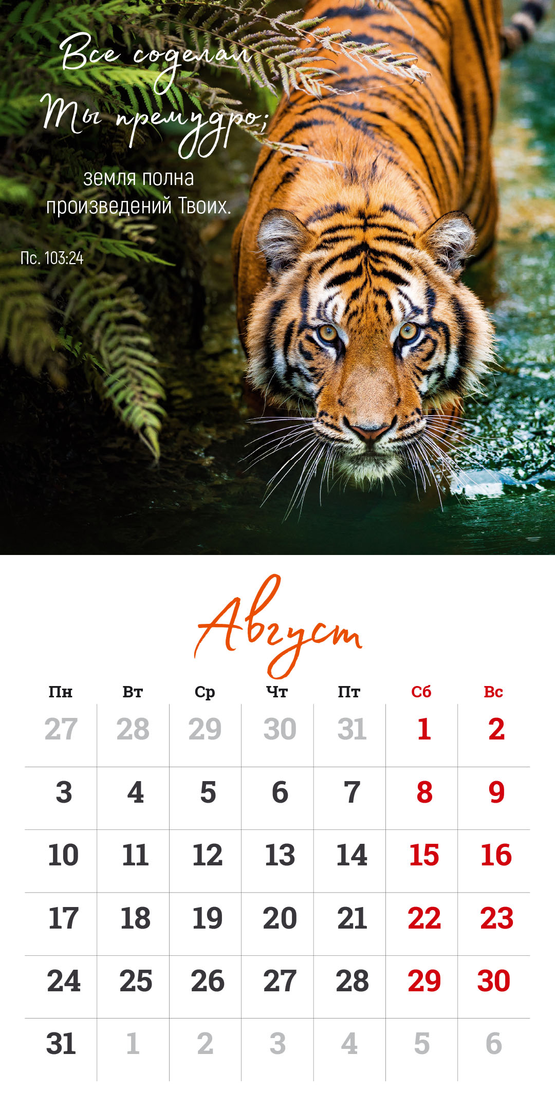 Календарь перекидной на скрепке на 14 страницах на 2026 год 30*30 см (большой) "Мудрость Божьего творения"