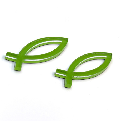 Наклейка "Рыбка" пластик 4,5*1,5 см, толщина 3мм, цвет салатовый