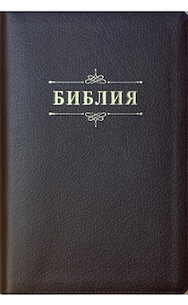 Библия 076zti код C4,  дизайн "слово Библия", кожаный переплет на молнии с индексами, цвет коричневый пятнистый, размер 180x243 мм