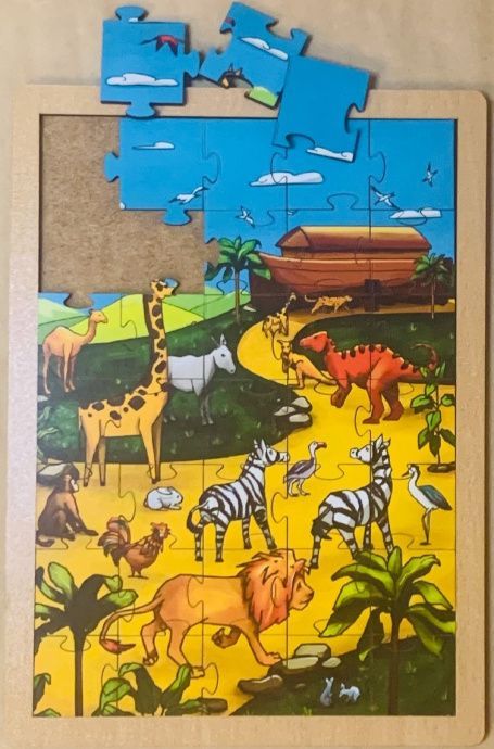Пазл деревянный "Ноев ковчег", размер в собранном виде 150*210 мм, 35  пазлов, для детей 3+