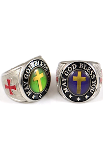 Перстень "Крест", надпись "May GOD Bless you" (Да благословит тебя Бог), меняет цвет от температуры, материал сталь, размер 20