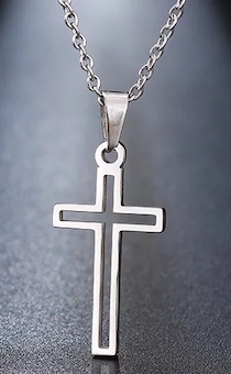 Кулон металлический "Крест изящный полый", цвет "серебро", размер 11*17 мм, с цепочкой со звеньями 45 см